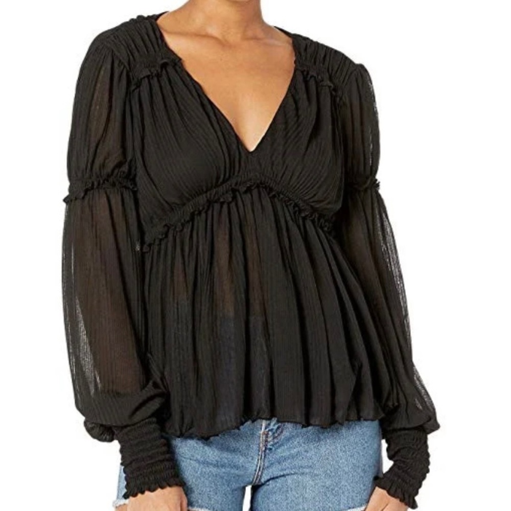 Free People Day Dreaming Top Black Sz S